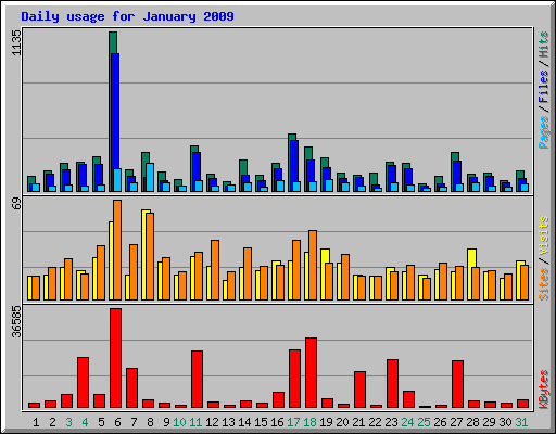 Daily usage for January 2009