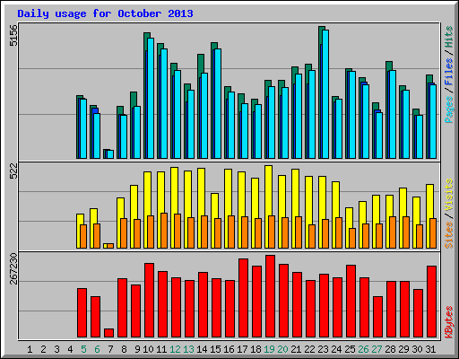Daily usage for October 2013