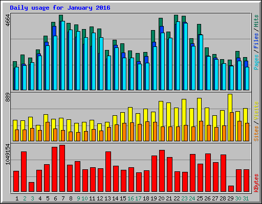 Daily usage for January 2016