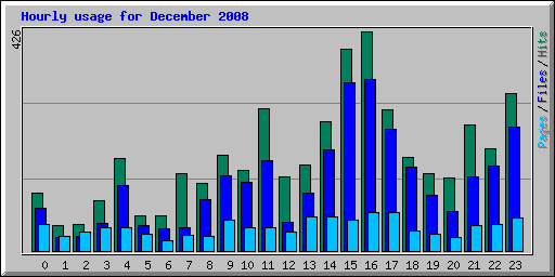 Hourly usage for December 2008