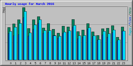 Hourly usage for March 2016